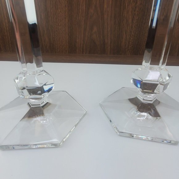 Vintage Val St. Lambert Crystal Gardenia 9" Candlesticks - Picture 11 of 11